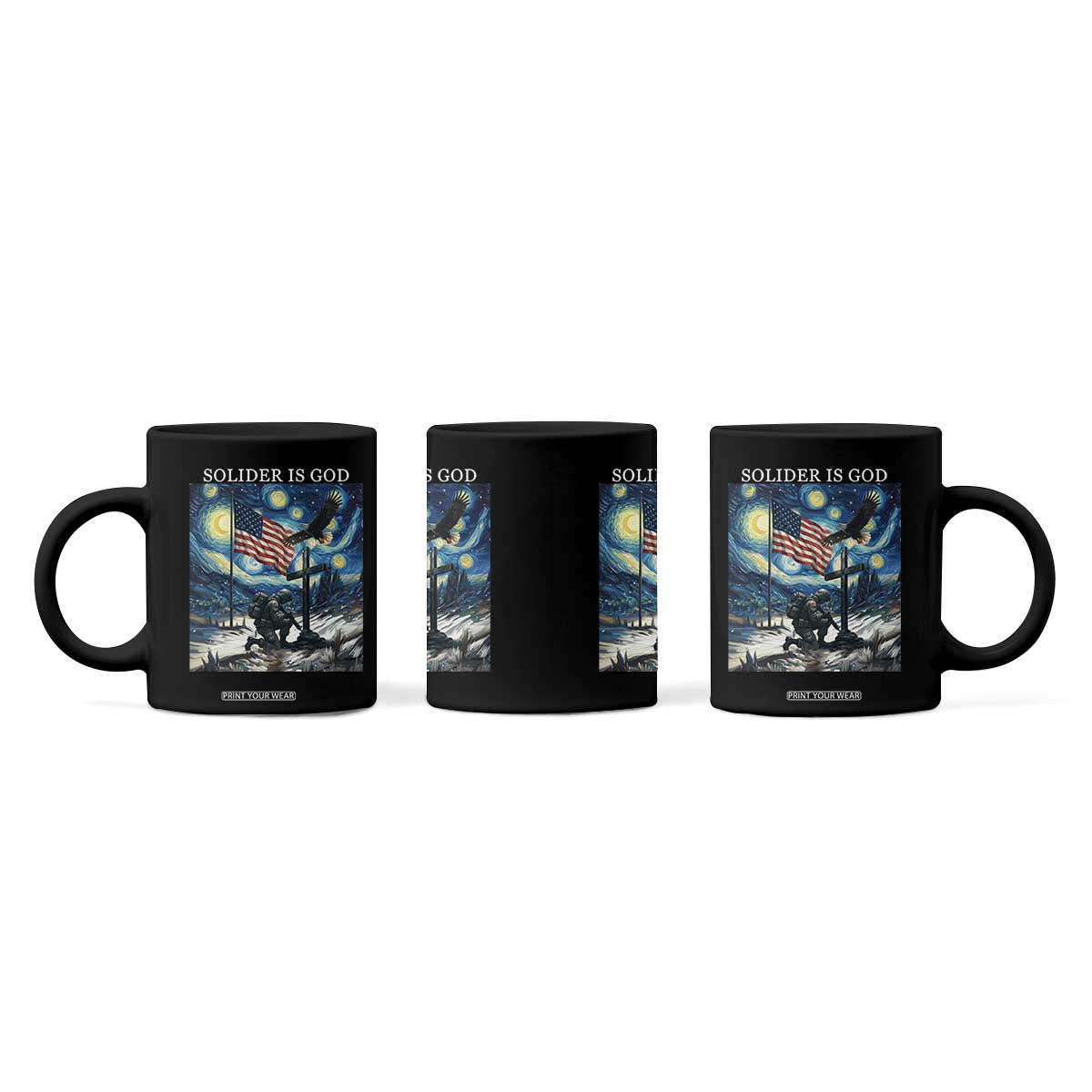 Solider Army Christian Coffee Mug Cross Starry Night Faith Patriotic Jesus TS14 Print Your Wear