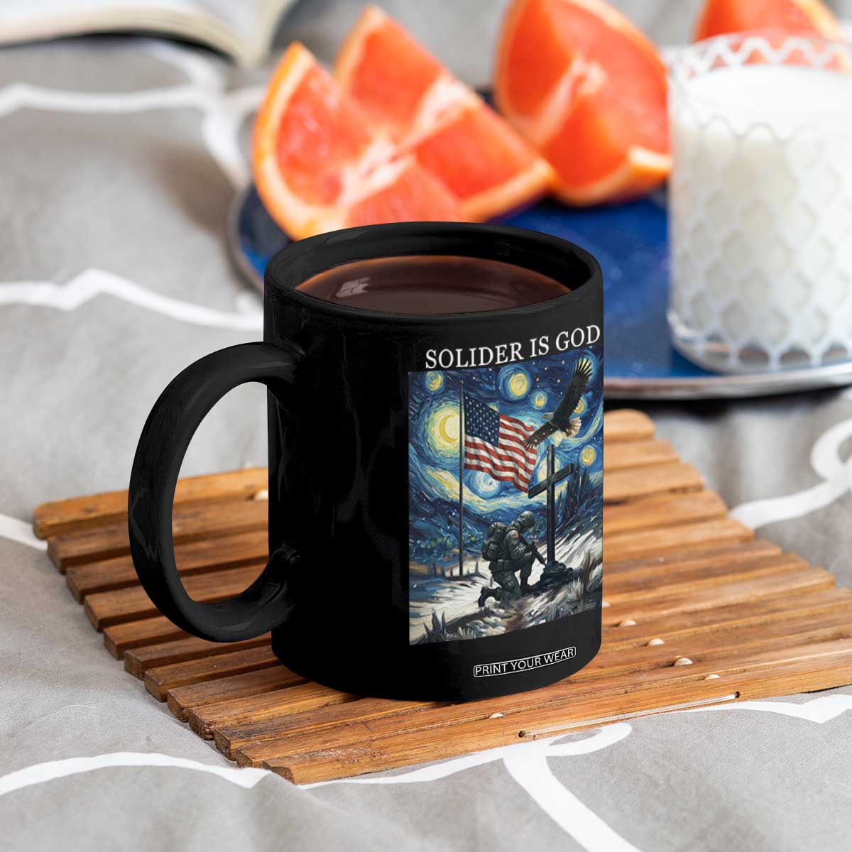 Solider Army Christian Coffee Mug Cross Starry Night Faith Patriotic Jesus TS14 Print Your Wear
