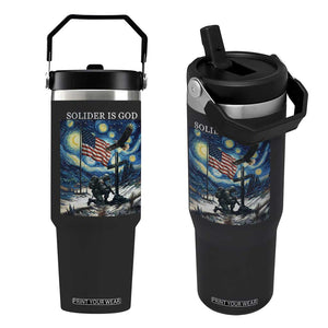 Solider Army Christian Flip Straw Tumbler Cross Starry Night Faith Patriotic Jesus TS14 One Size: 30 oz Black Print Your Wear