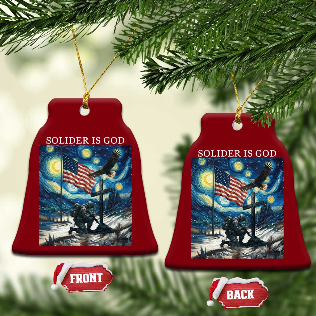 Solider Army Christian Ceramic Ornament Cross Starry Night Faith Patriotic Jesus TS14 Print Your Wear