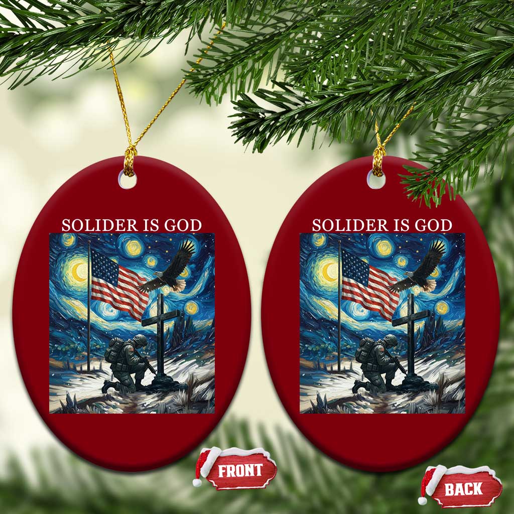 Solider Army Christian Ceramic Ornament Cross Starry Night Faith Patriotic Jesus TS14 Print Your Wear