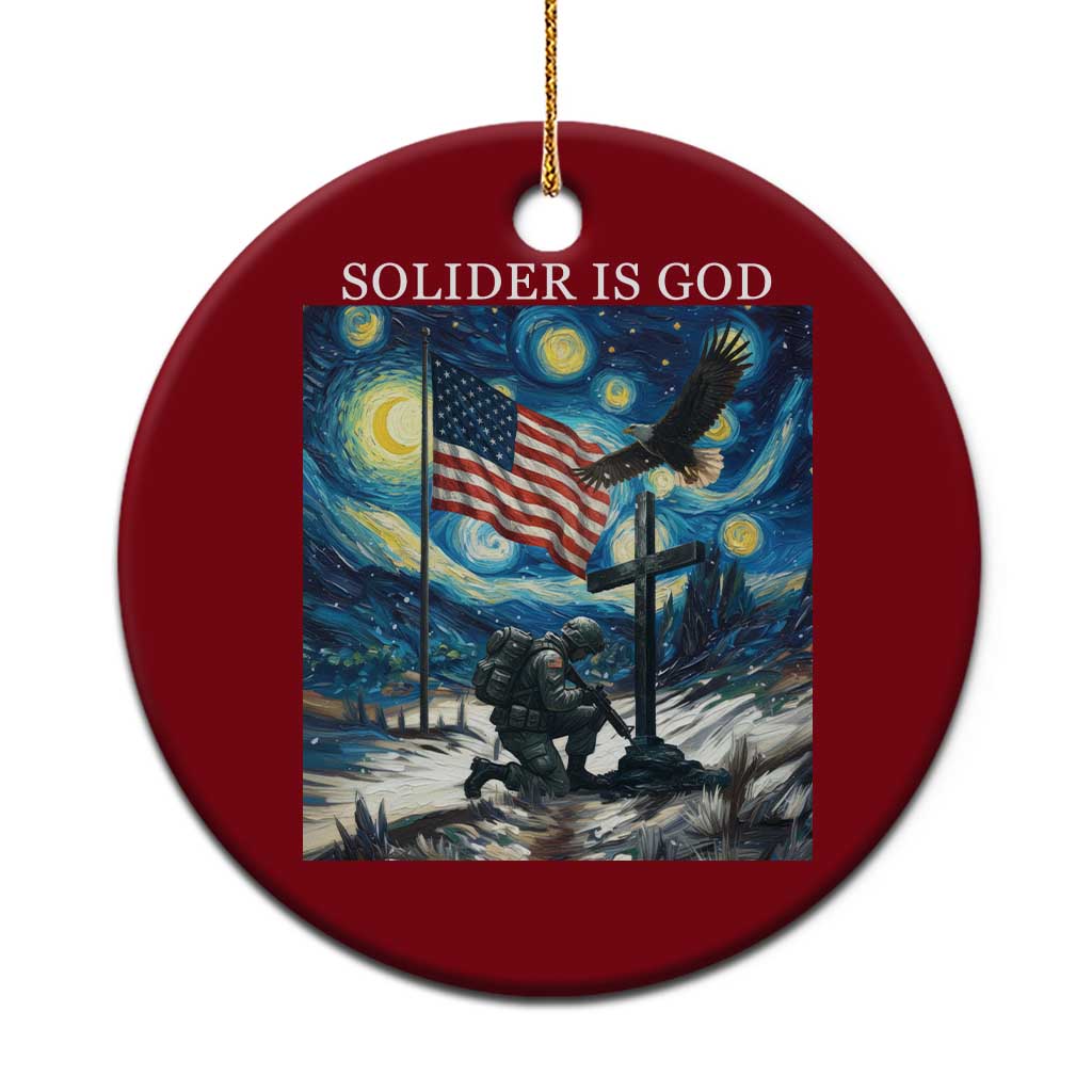 Solider Army Christian Ceramic Ornament Cross Starry Night Faith Patriotic Jesus TS14 1pc Red Print Your Wear