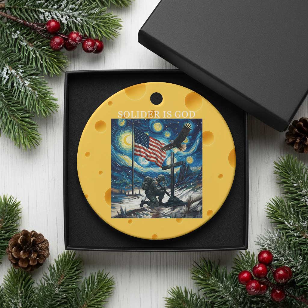 Solider Army Christian Ceramic Ornament Cross Starry Night Faith Patriotic Jesus TS14 1pc Yellow Cheese Print Your Wear