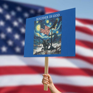 Solider Army Christian Protest Sign Cross Starry Night Faith Patriotic Jesus TS14 Horizontal 18" × 24" Blue Print Your Wear