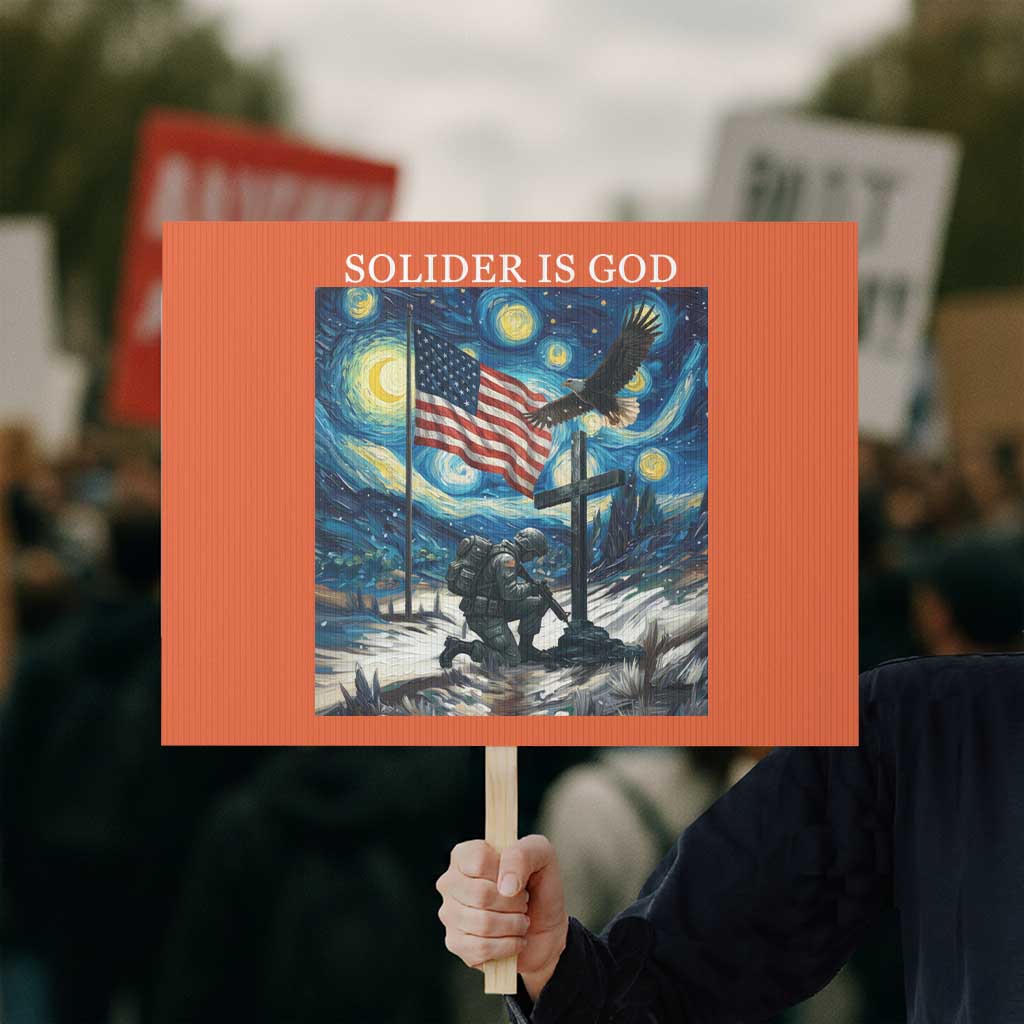 Solider Army Christian Protest Sign Cross Starry Night Faith Patriotic Jesus TS14 Horizontal 18