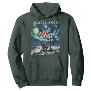 Solider Army Christian Hoodie Cross Starry Night Faith Patriotic Jesus TS14 Dark Forest Green Print Your Wear