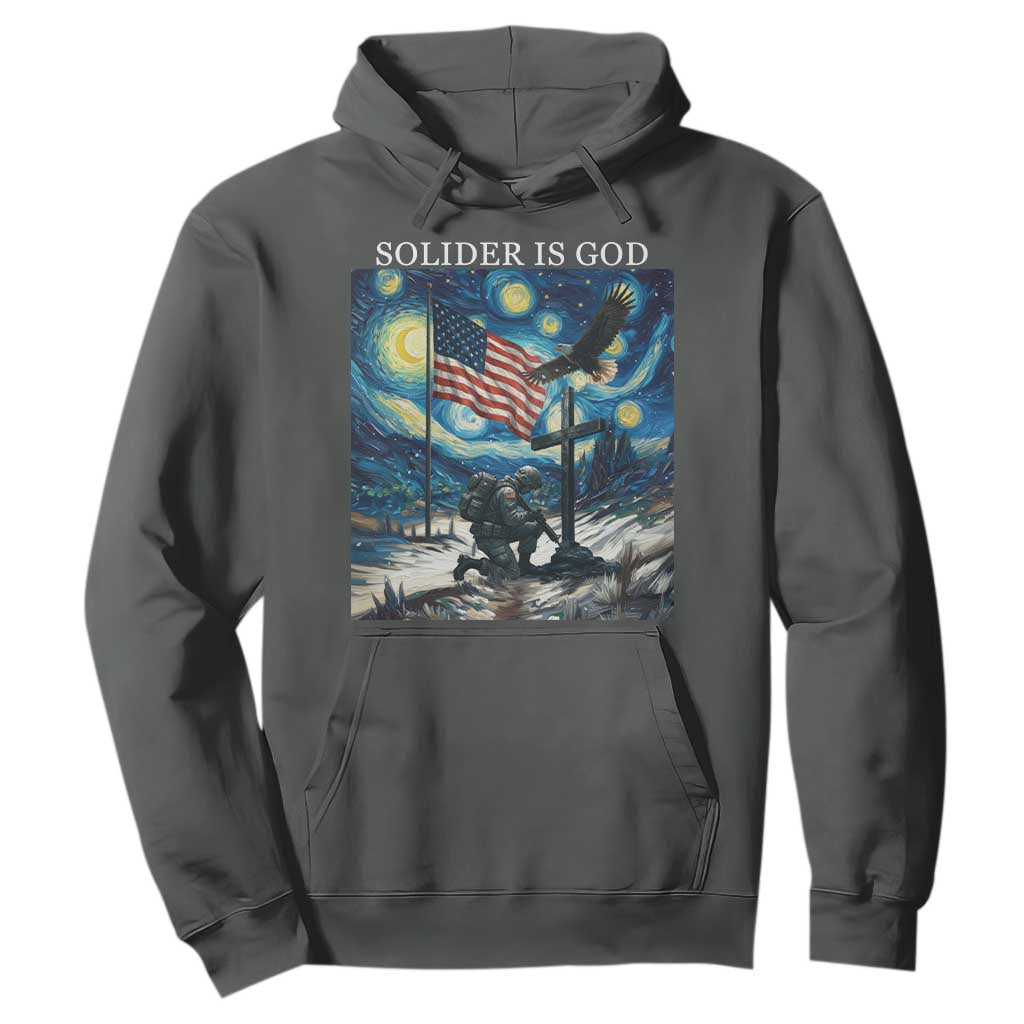 Solider Army Christian Hoodie Cross Starry Night Faith Patriotic Jesus TS14 Dark Heather Print Your Wear
