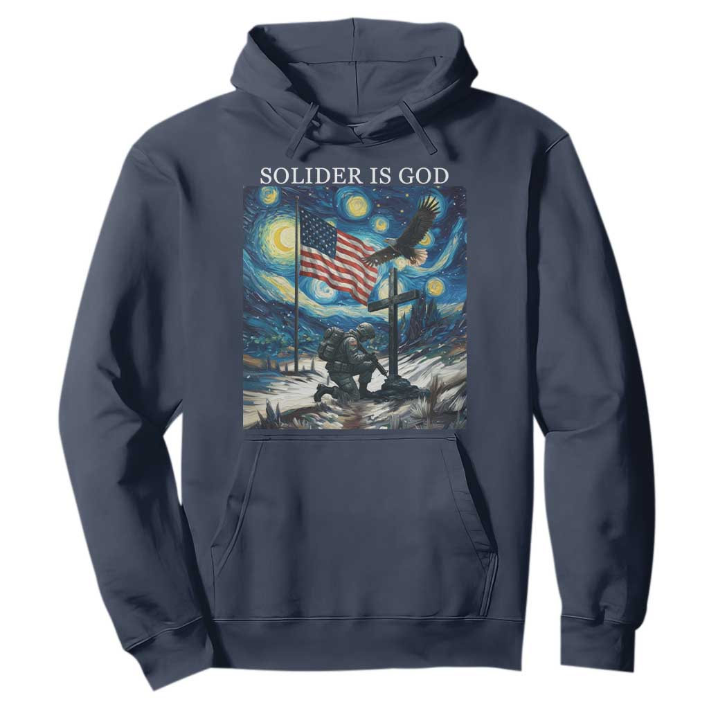 Solider Army Christian Hoodie Cross Starry Night Faith Patriotic Jesus TS14 Navy Print Your Wear