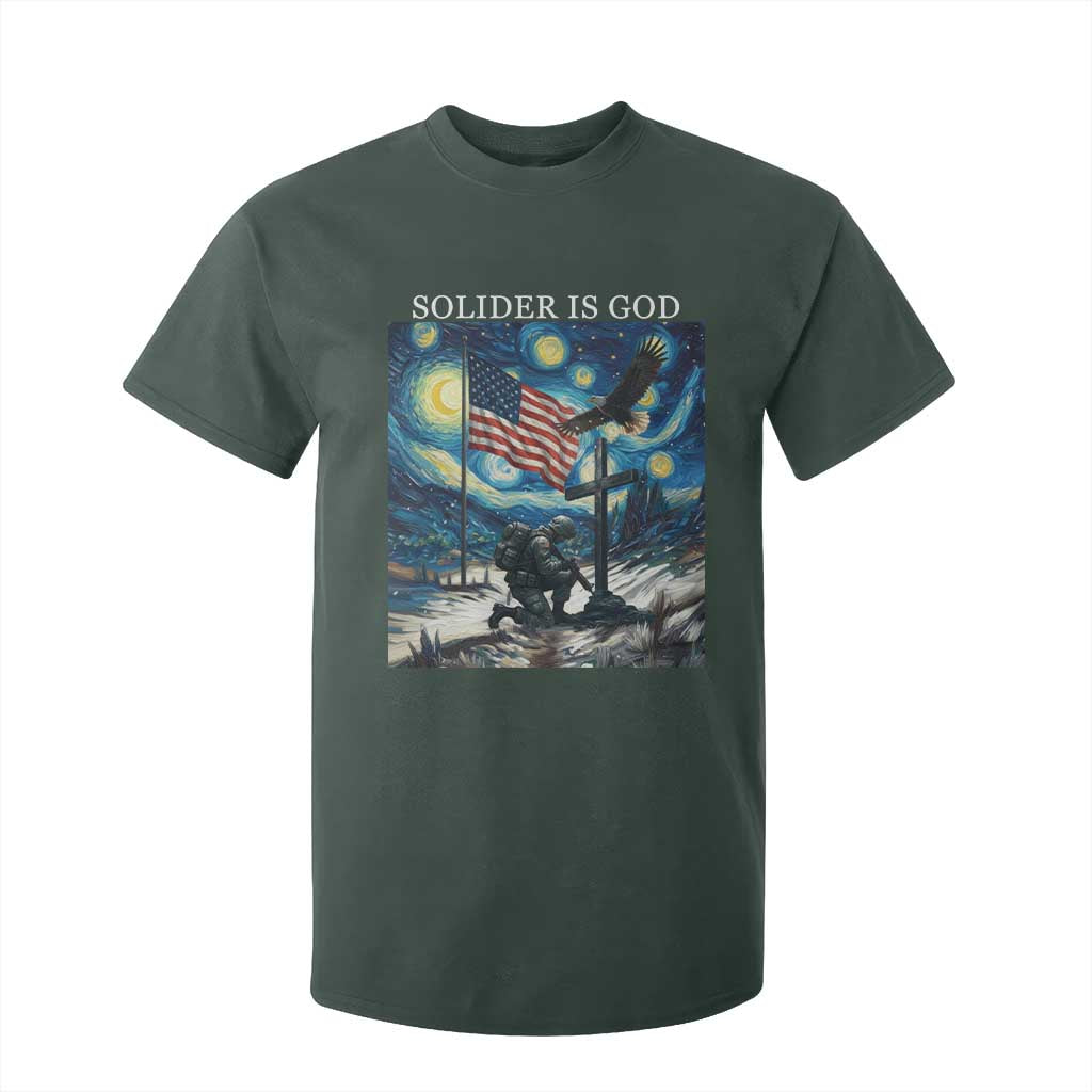 Solider Army Christian T Shirt For Kid Cross Starry Night Faith Patriotic Jesus TS14 Dark Forest Green Print Your Wear