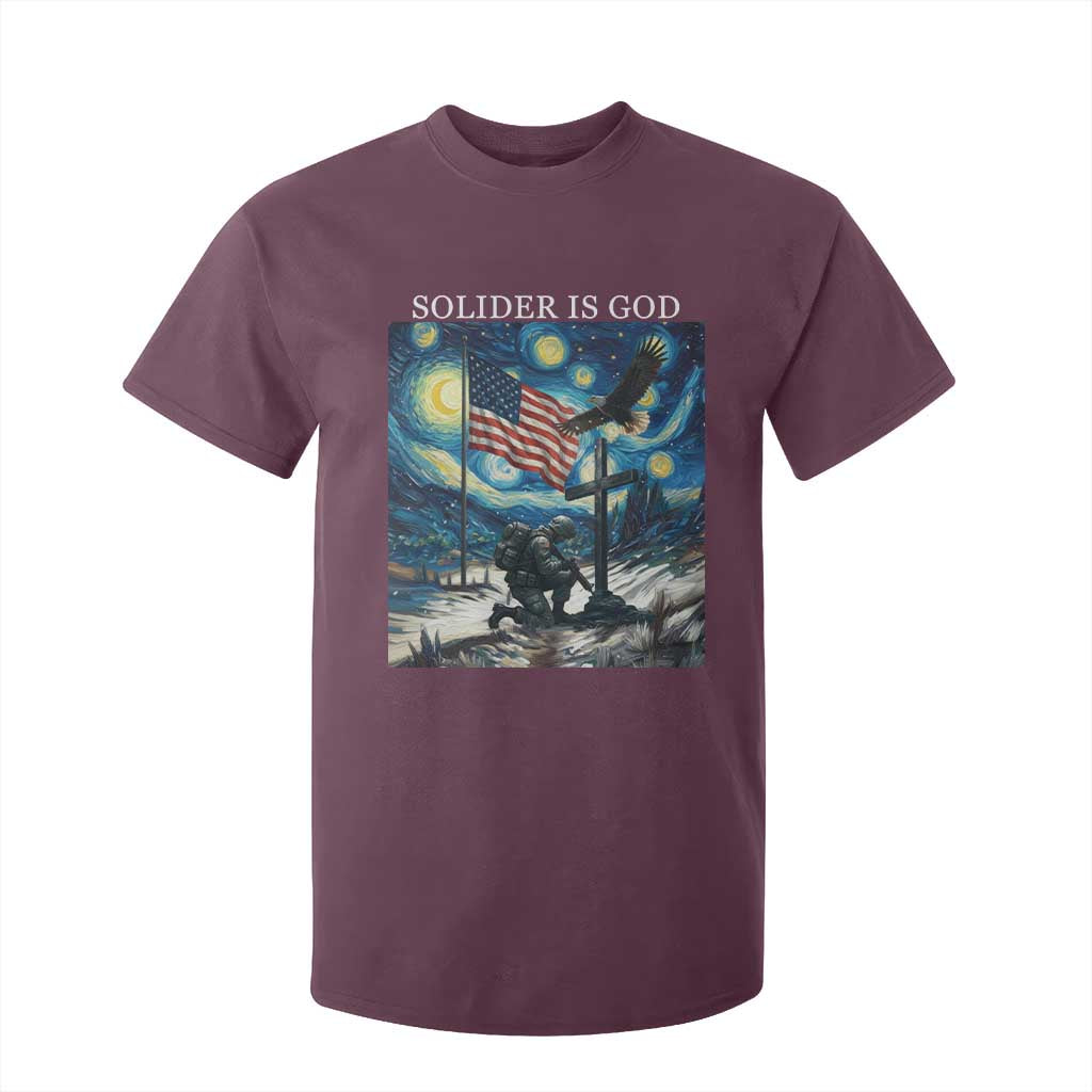 Solider Army Christian T Shirt For Kid Cross Starry Night Faith Patriotic Jesus TS14 Maroon Print Your Wear