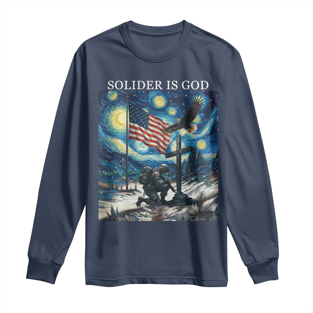 Solider Army Christian Long Sleeve Shirt Cross Starry Night Faith Patriotic Jesus TS14 Navy Print Your Wear