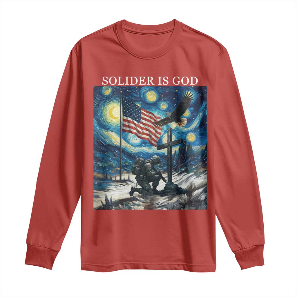 Solider Army Christian Long Sleeve Shirt Cross Starry Night Faith Patriotic Jesus TS14 Red Print Your Wear