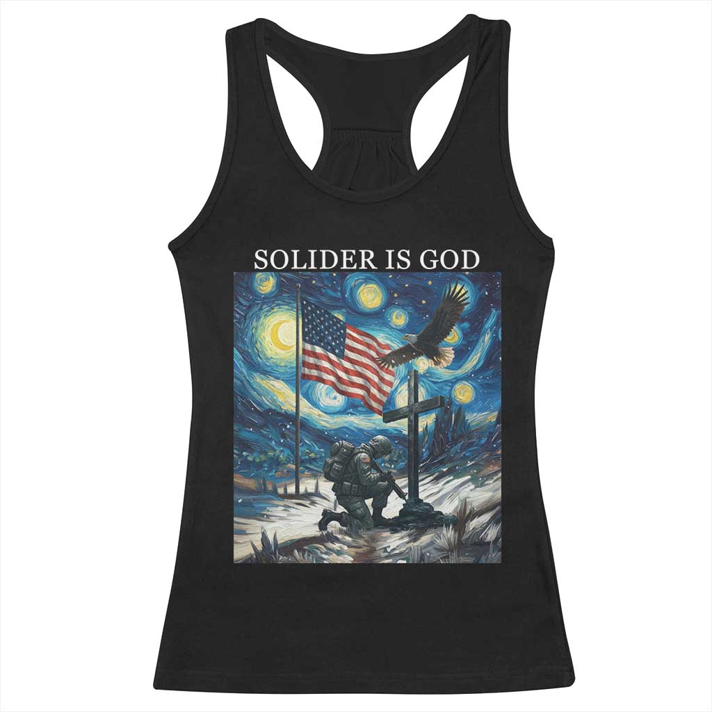 Solider Army Christian Racerback Tank Top Cross Starry Night Faith Patriotic Jesus TS14 Black Print Your Wear