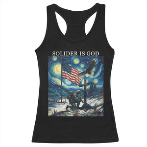 Solider Army Christian Racerback Tank Top Cross Starry Night Faith Patriotic Jesus TS14 Black Print Your Wear