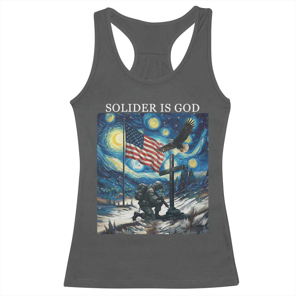 Solider Army Christian Racerback Tank Top Cross Starry Night Faith Patriotic Jesus TS14 Dark Heather Print Your Wear