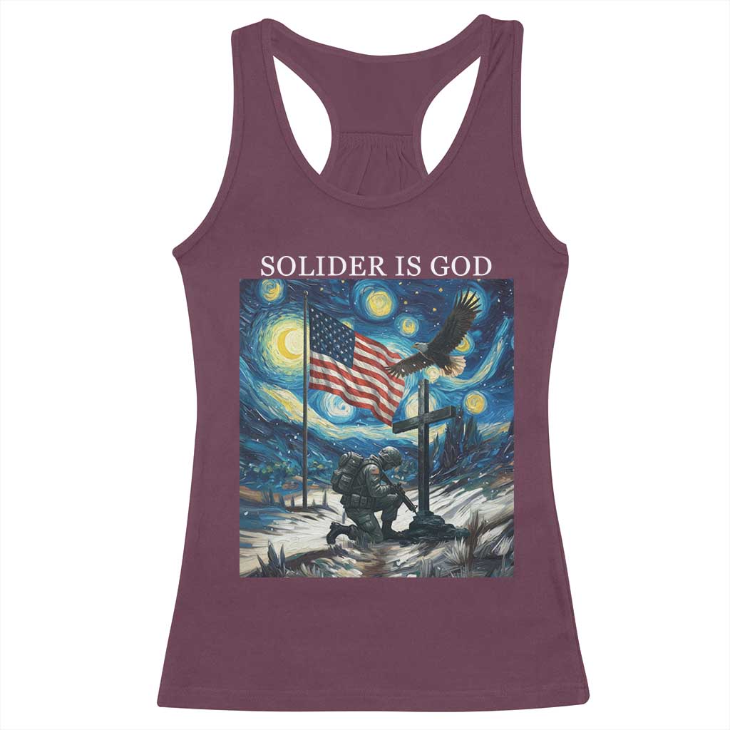 Solider Army Christian Racerback Tank Top Cross Starry Night Faith Patriotic Jesus TS14 Maroon Print Your Wear
