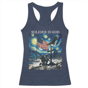 Solider Army Christian Racerback Tank Top Cross Starry Night Faith Patriotic Jesus TS14 Navy Print Your Wear