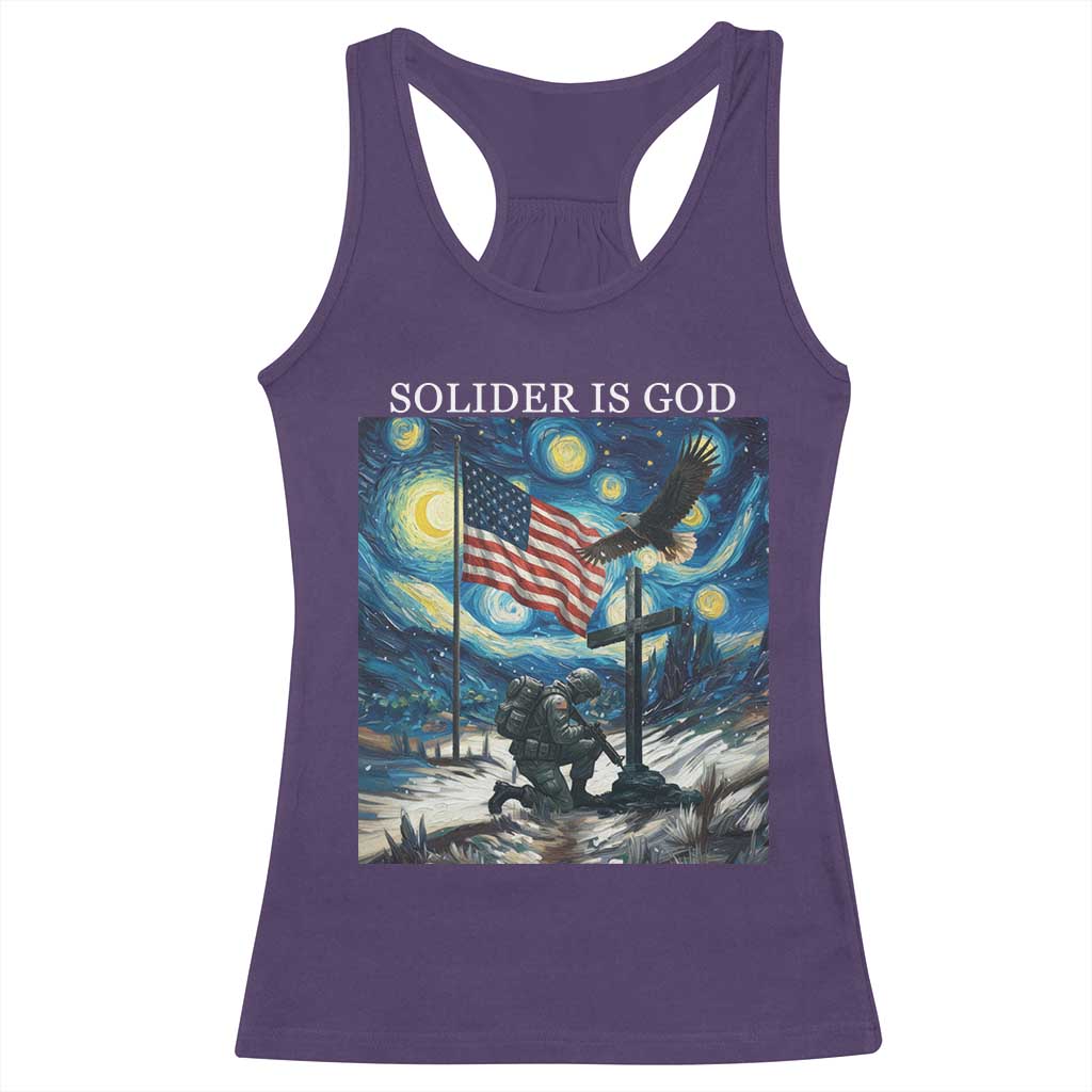 Solider Army Christian Racerback Tank Top Cross Starry Night Faith Patriotic Jesus TS14 Purple Print Your Wear