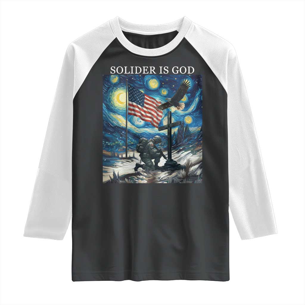 Solider Army Christian Raglan Shirt Cross Starry Night Faith Patriotic Jesus TS14 Black White Print Your Wear