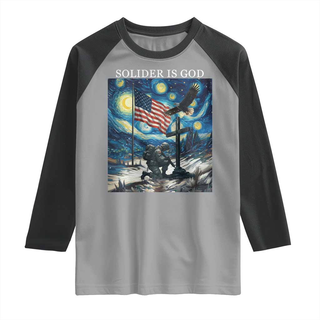 Solider Army Christian Raglan Shirt Cross Starry Night Faith Patriotic Jesus TS14 Sport Gray Black Print Your Wear