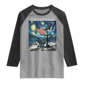 Solider Army Christian Raglan Shirt Cross Starry Night Faith Patriotic Jesus TS14 Sport Gray Black Print Your Wear