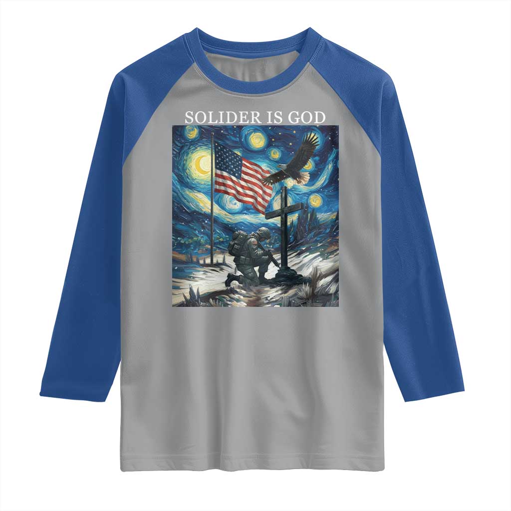 Solider Army Christian Raglan Shirt Cross Starry Night Faith Patriotic Jesus TS14 Sport Gray Royal Print Your Wear