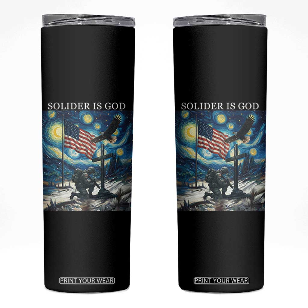 Solider Army Christian Skinny Tumbler Cross Starry Night Faith Patriotic Jesus TS14 Black Print Your Wear