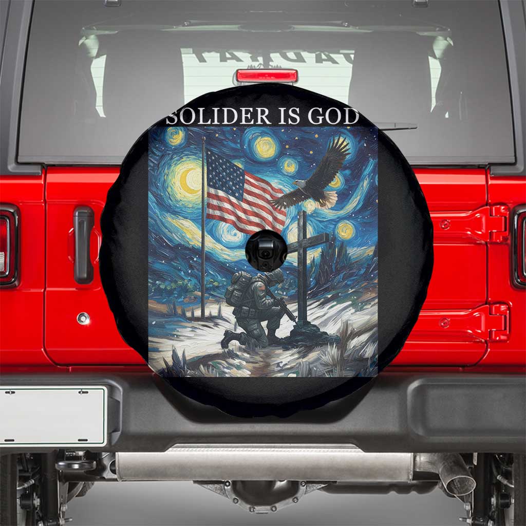 Solider Army Christian Spare Tire Cover Cross Starry Night Faith Patriotic Jesus TS14 Black Print Your Wear
