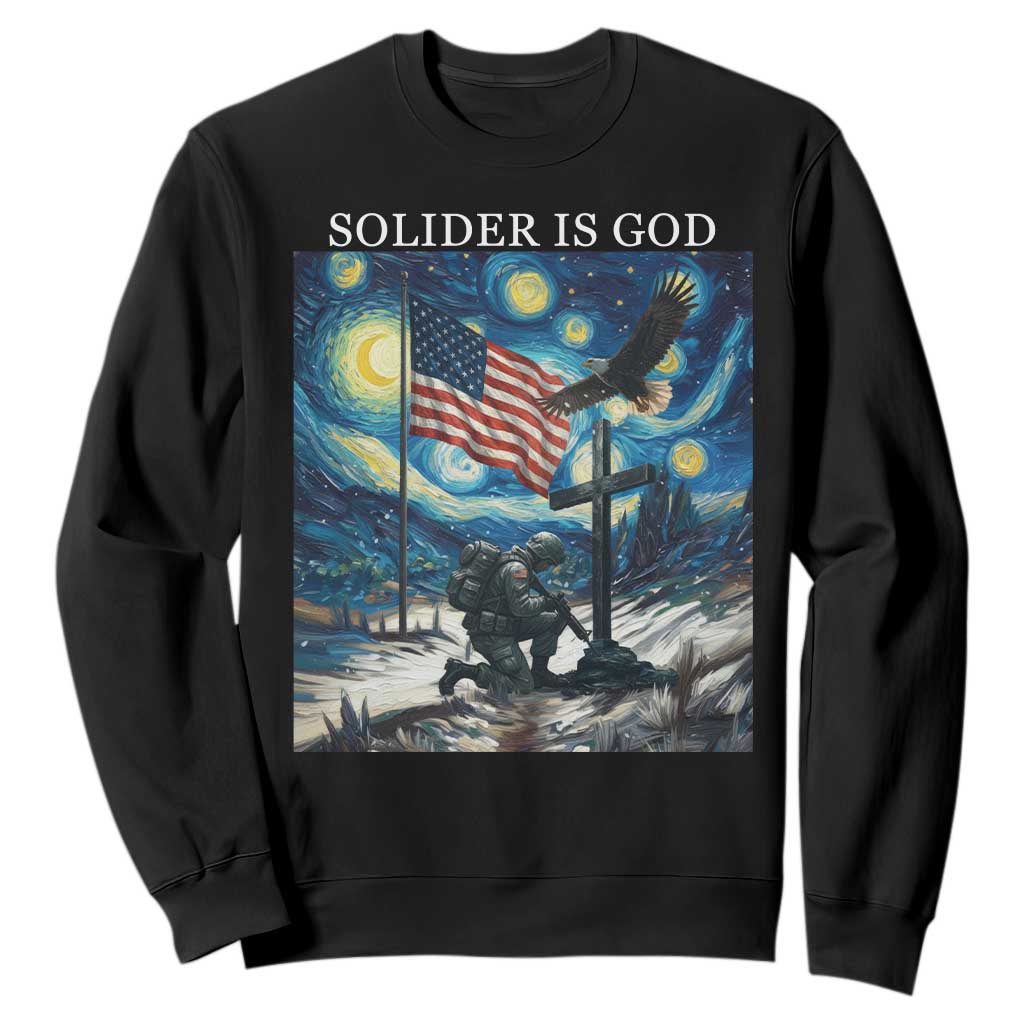Solider Army Christian Sweatshirt Cross Starry Night Faith Patriotic Jesus TS14 Black Print Your Wear