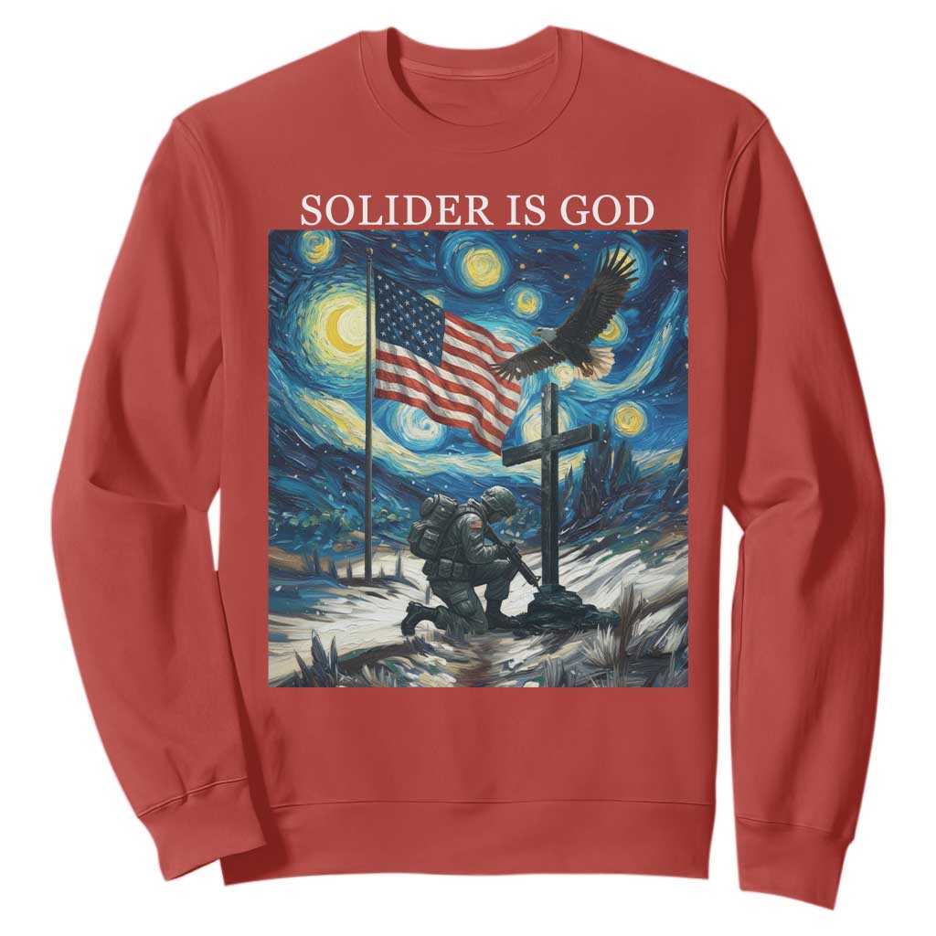 Solider Army Christian Sweatshirt Cross Starry Night Faith Patriotic Jesus TS14 Red Print Your Wear