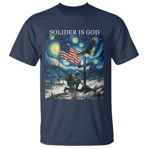 Solider Army Christian T Shirt Cross Starry Night Faith Patriotic Jesus TS14 Navy Print Your Wear
