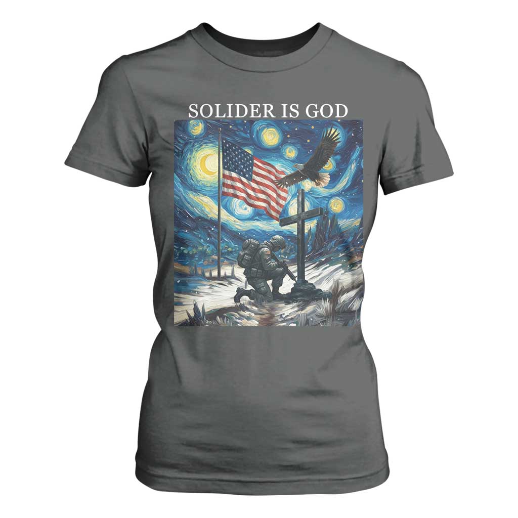 Solider Army Christian T Shirt For Women Cross Starry Night Faith Patriotic Jesus TS14 Dark Heather Print Your Wear