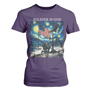 Solider Army Christian T Shirt For Women Cross Starry Night Faith Patriotic Jesus TS14 Purple Print Your Wear