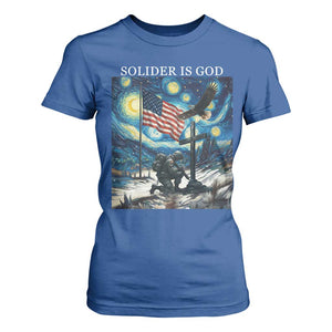 Solider Army Christian T Shirt For Women Cross Starry Night Faith Patriotic Jesus TS14 Royal Blue Print Your Wear