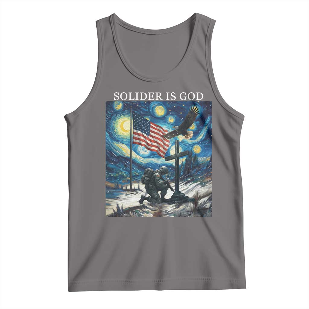 Solider Army Christian Tank Top Cross Starry Night Faith Patriotic Jesus TS14 Deep Heather Print Your Wear