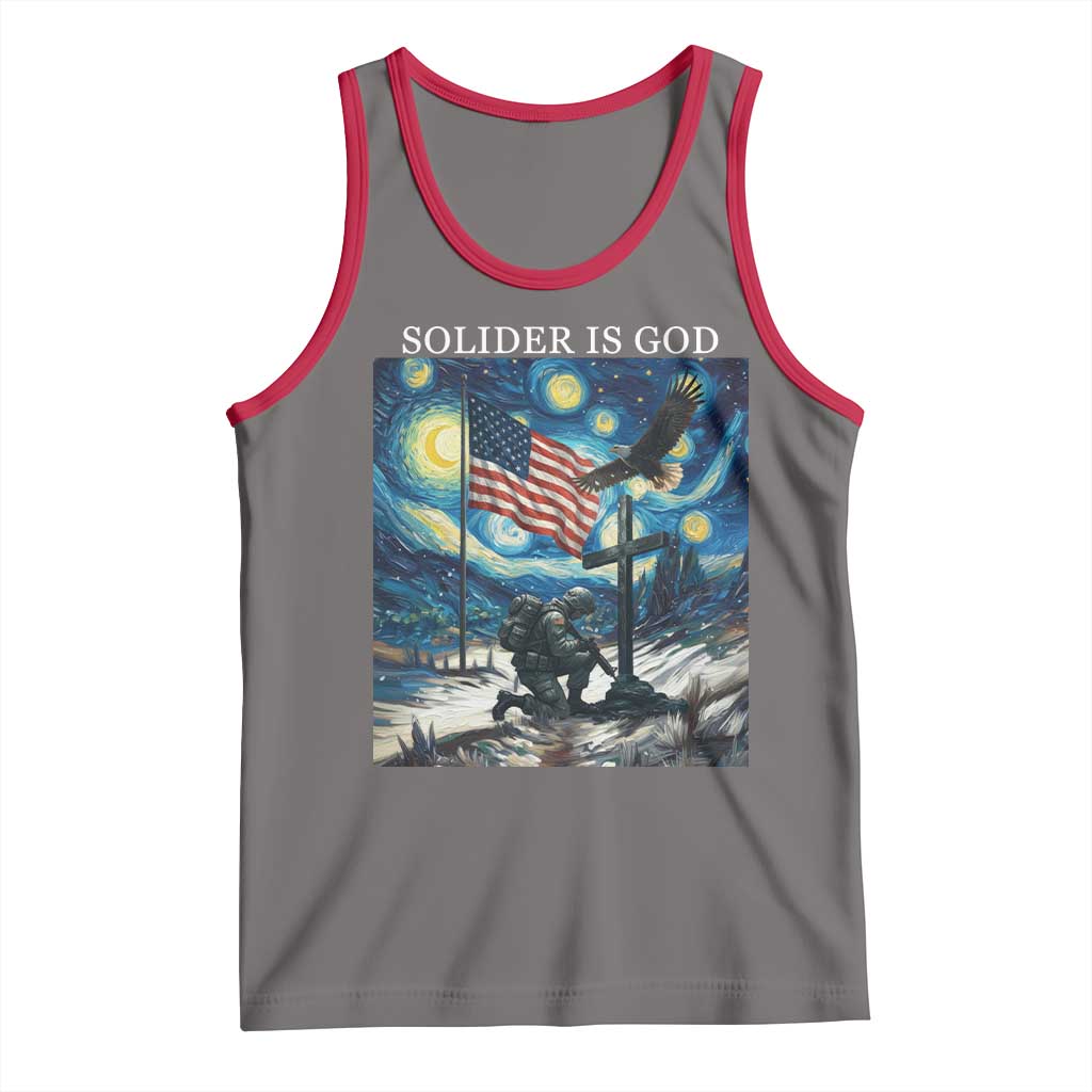 Solider Army Christian Tank Top Cross Starry Night Faith Patriotic Jesus TS14 Deep Heather Red Print Your Wear