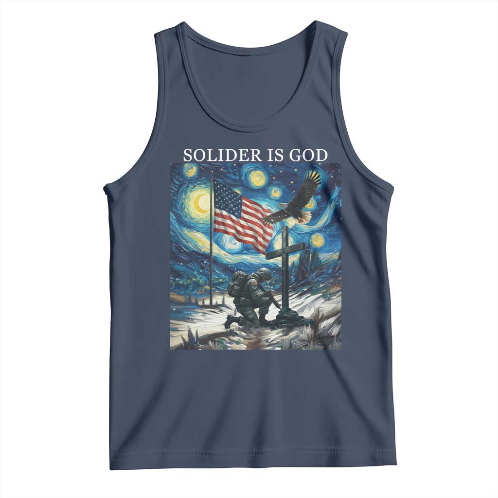 Solider Army Christian Tank Top Cross Starry Night Faith Patriotic Jesus TS14 Navy Print Your Wear