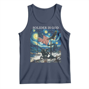 Solider Army Christian Tank Top Cross Starry Night Faith Patriotic Jesus TS14 Navy Print Your Wear