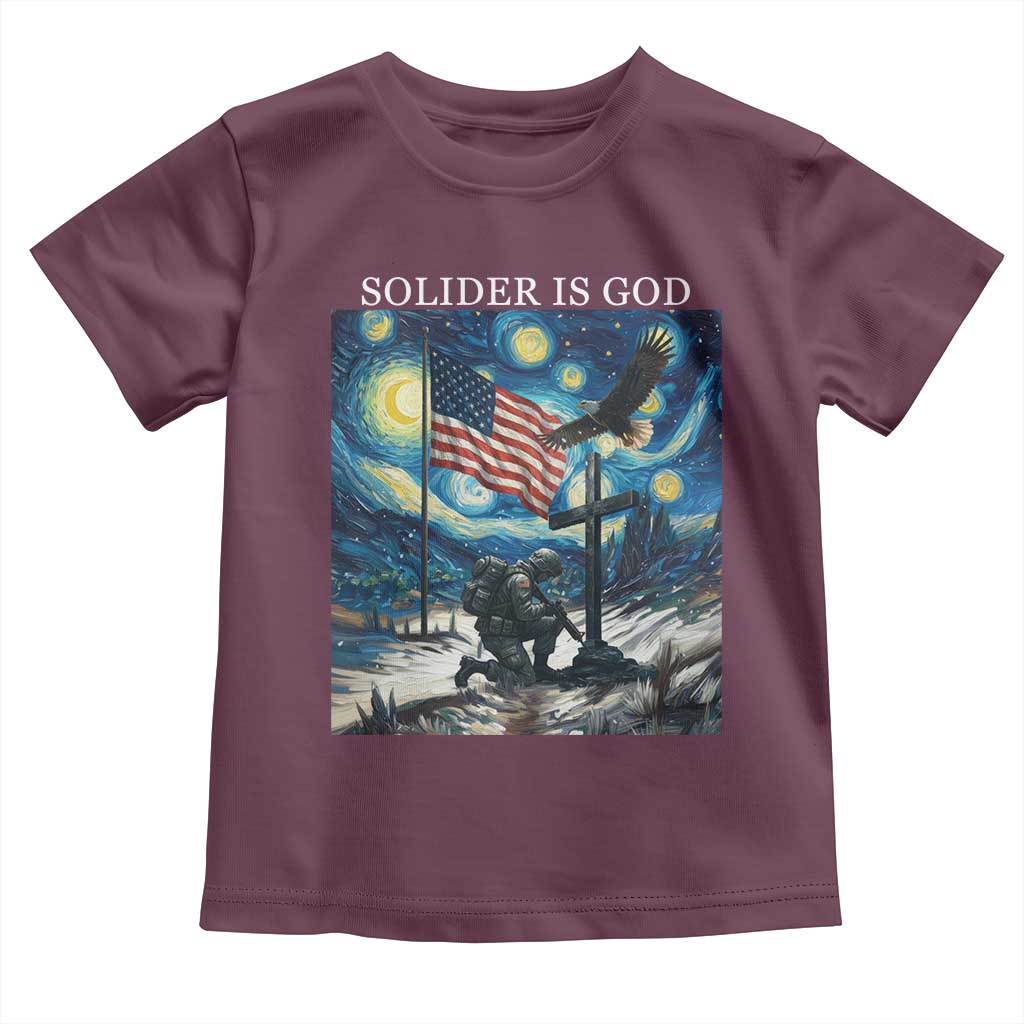 Solider Army Christian Toddler T Shirt Cross Starry Night Faith Patriotic Jesus TS14 Maroon Print Your Wear