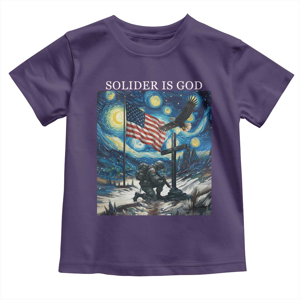 Solider Army Christian Toddler T Shirt Cross Starry Night Faith Patriotic Jesus TS14 Purple Print Your Wear