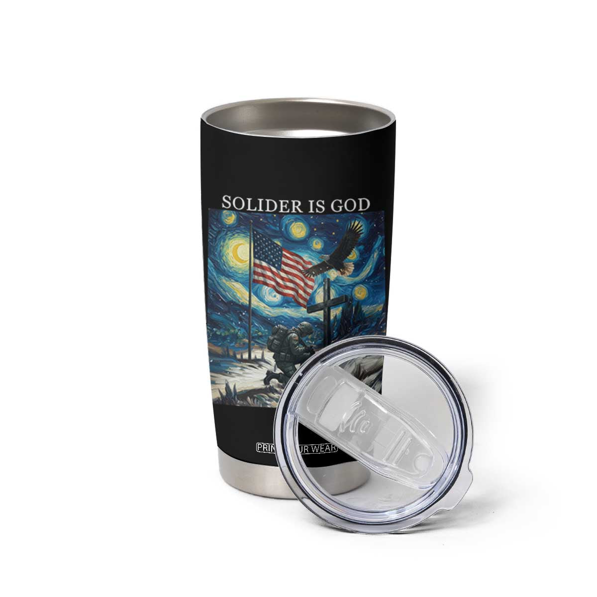 Solider Army Christian Tumbler Cup Cross Starry Night Faith Patriotic Jesus TS14 Print Your Wear