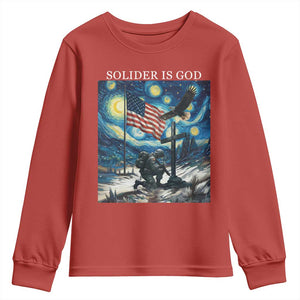 Solider Army Christian Youth Sweatshirt Cross Starry Night Faith Patriotic Jesus TS14 Red Print Your Wear