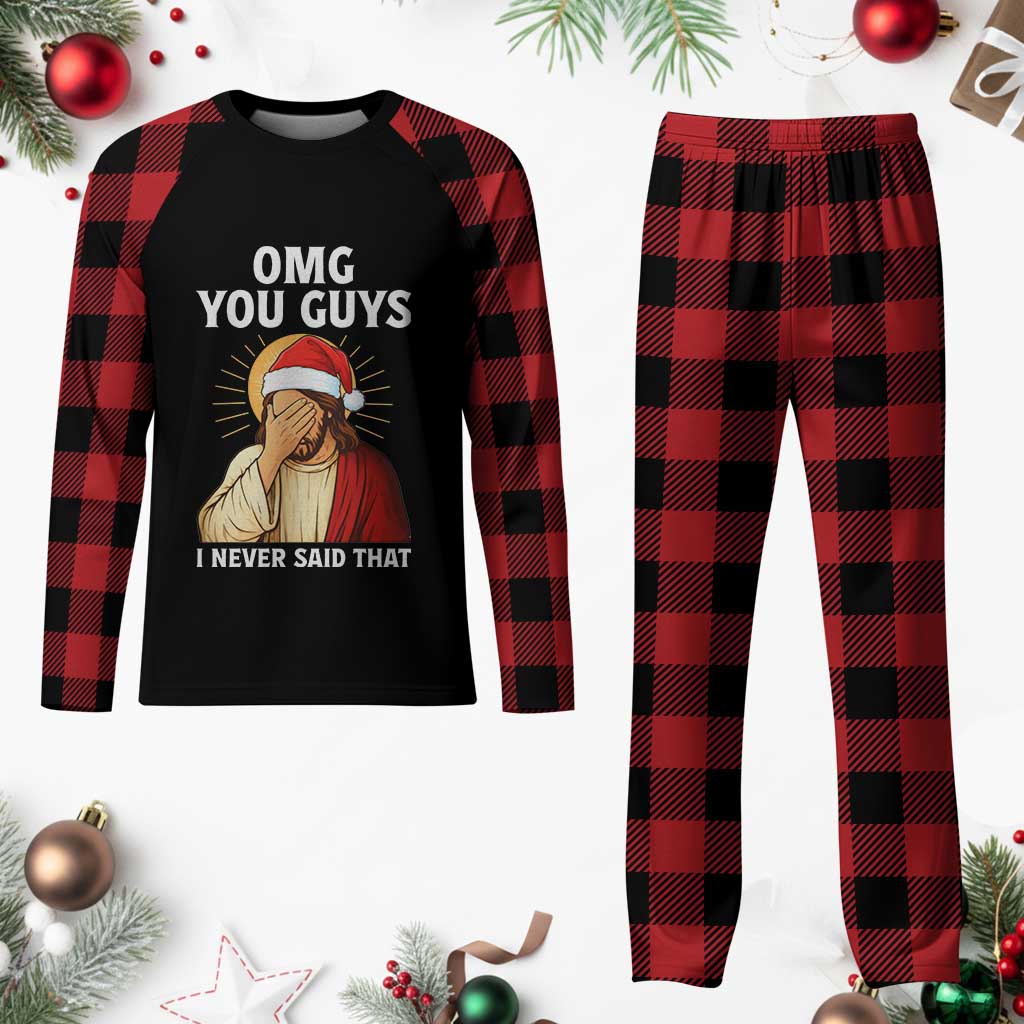 Funny Santa Christmas Plaid Pajama Set OMG You Guys I Never Said That TS14 Buffalo Plaid Print Your Wear