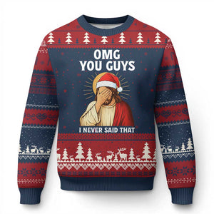 Funny Santa Xmas Ugly Christmas Sweater OMG You Guys I Never Said That TS14 Navy Red Print Your Wear
