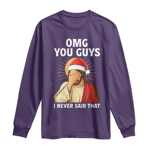 Funny Santa Christmas Long Sleeve Shirt OMG You Guys I Never Said That TS14 Purple Print Your Wear
