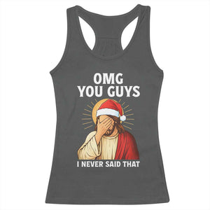 Funny Santa Christmas Racerback Tank Top OMG You Guys I Never Said That TS14 Dark Heather Print Your Wear