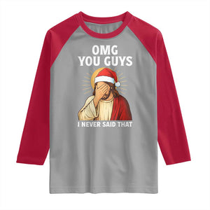 Funny Santa Christmas Raglan Shirt OMG You Guys I Never Said That TS14 Sport Gray Red Print Your Wear