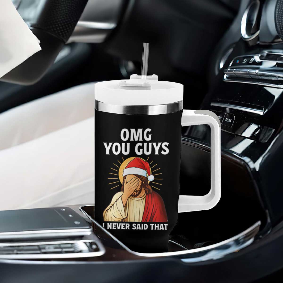 Funny Santa Christmas Tumbler With Handle OMG You Guys I Never Said That TS14 Print Your Wear