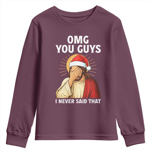 Funny Santa Christmas Youth Sweatshirt OMG You Guys I Never Said That TS14 Maroon Print Your Wear