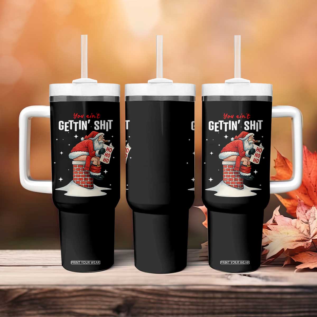 Funny Santa Christmas Tumbler With Handle You Are Not Getting Shit TS14 Print Your Wear
